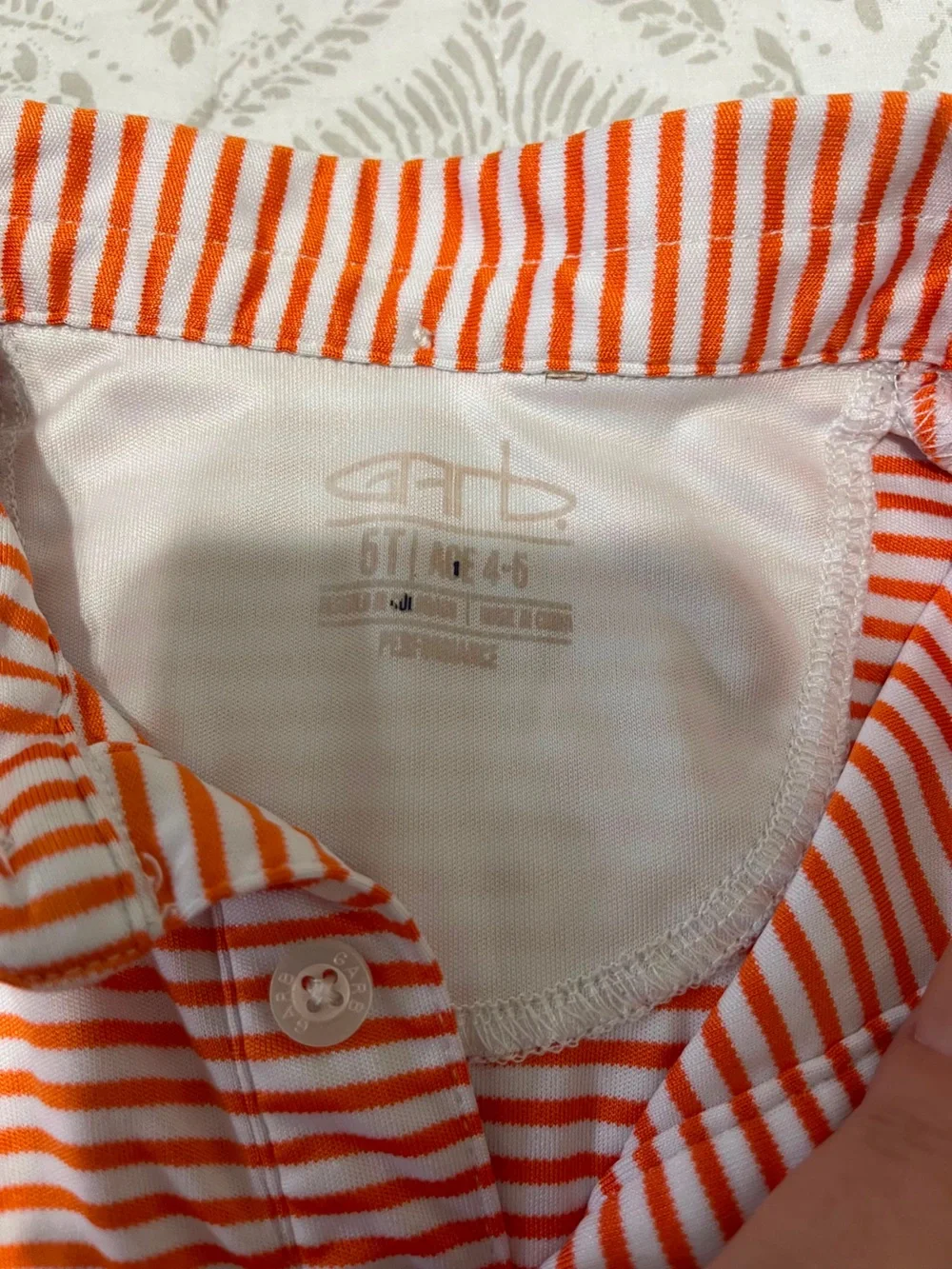 GAP Orange and White Striped Polo Shirt